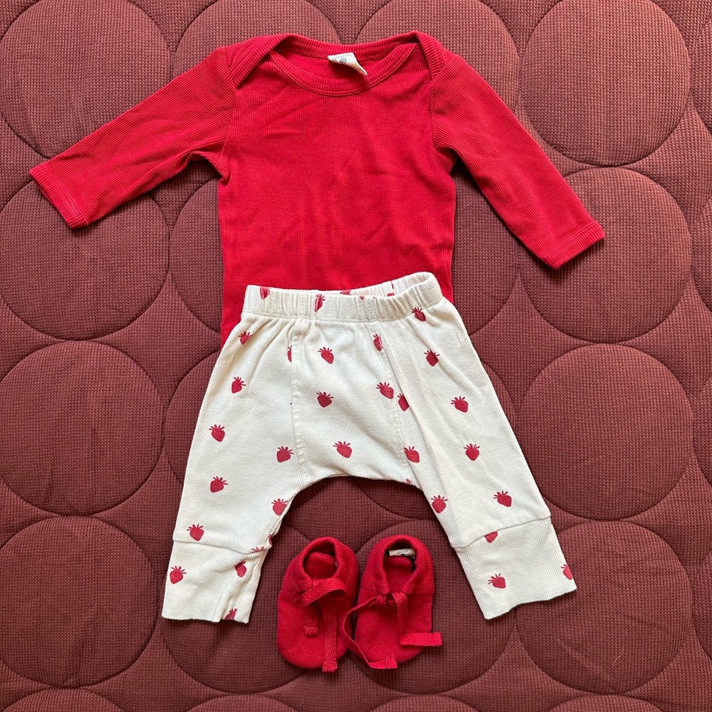 Kate Quinn strawberry skinny rib outfit 0-3 months